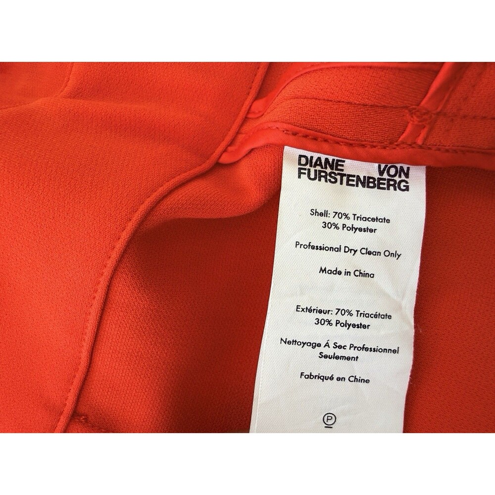 DIANE VON FURSTENBERG Wrap Dress Coral Red Long Sleeve Knee Length Size 4 - Picture 11 of 11